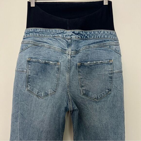 Tori Over Bump Mom Jeans Size 8 Maternity Blue Denim Straight Leg Cotton - Picture 5 of 12
